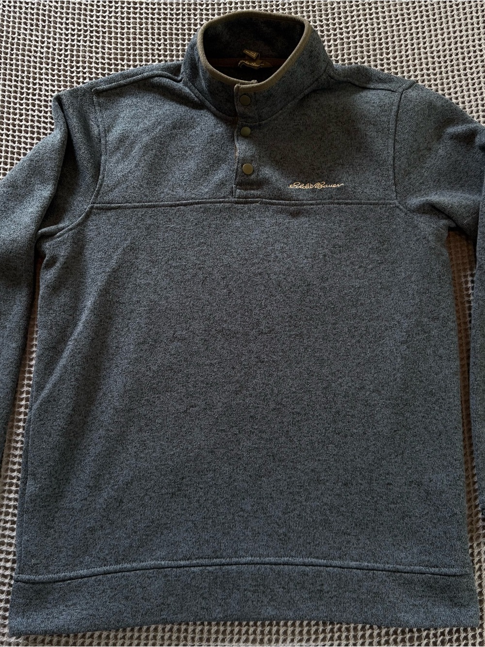 Eddie Bauer Charcoal Gray Mock Neck Fleece Pullover